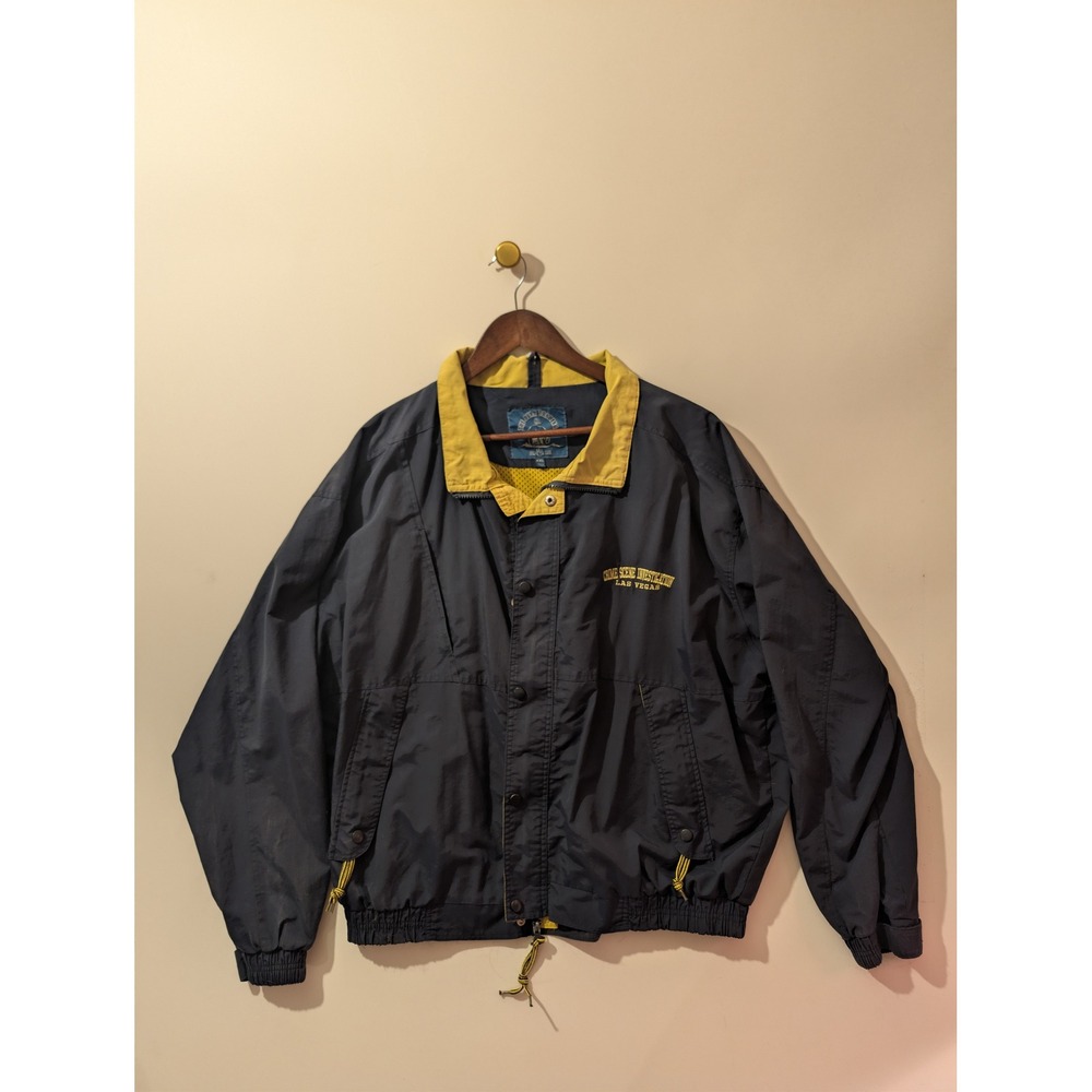 CSI Las Vegas Vintage The Bear Trading Windbreaker Mens XXL Navy Blue Excellent
